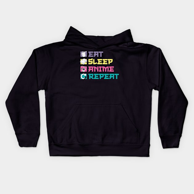 Eat Sleep Anime Repeat Kawaii Japan Otaku Girls Teenage Kids Hoodie by KRMOSH